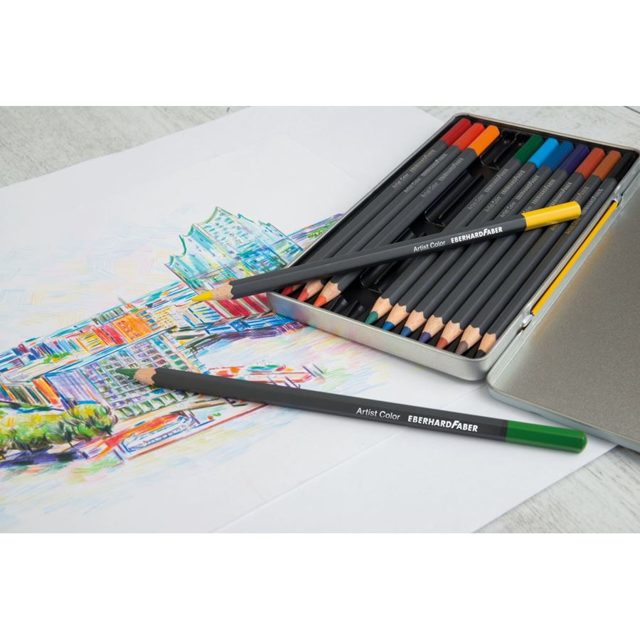 Eberhard-Faber - Artist Color Farbstifte hexagonal, Metalletui mit 12 Farben