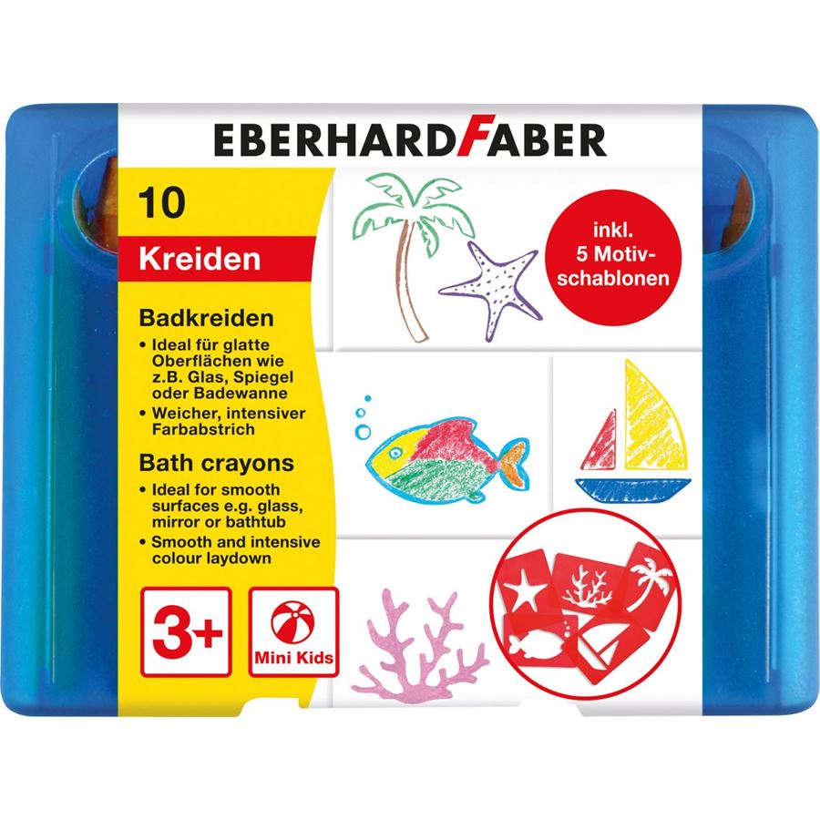 Eberhard-Faber - Badkreiden, Kunststoffbox mit 10 Farben inkl. Schablonen