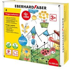Eberhard-Faber - EFA Color Metallic Fingerfarben 100 ml, Packung 4 Töpfchen