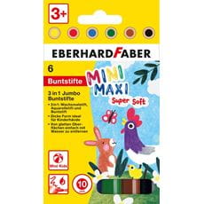 Eberhard-Faber - MiniMaxi 3in1 Jumbo Buntstifte, Kartonetui mit 6 Farben