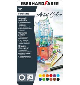 Eberhard-Faber - Artist Color Aquarellfarbstifte rund, Metalletui 12 Farben