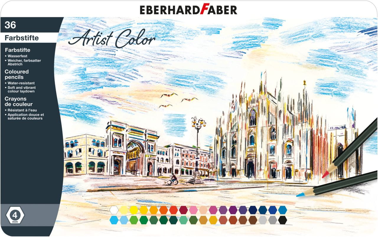 Eberhard-Faber - Artist Color Farbstifte hexagonal, Metalletui mit 36 Farben
