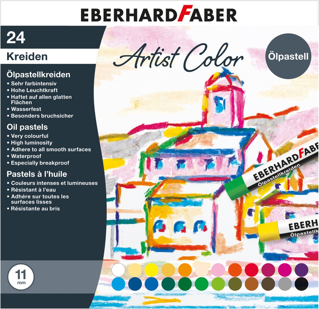 Eberhard-Faber - Artist Color Ölpastellkreiden, Kartonetui mit 24 Kreiden