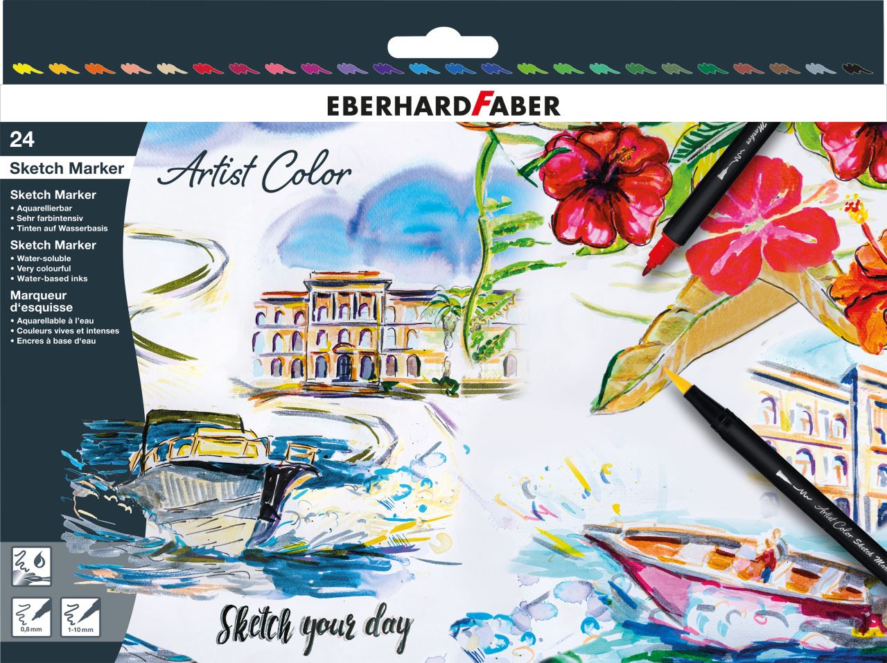 Eberhard-Faber - Artist Color Sketch Marker, Kartonetui mit 24 Farben