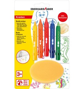 Eberhard-Faber - Mini Kids Badkreiden mit Schiebehülse, 5 Farben + Schwamm