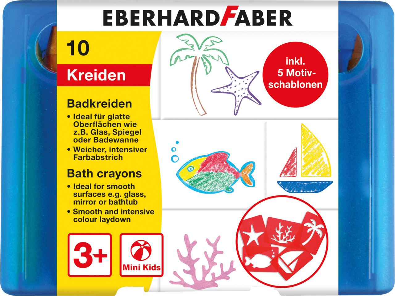 Eberhard-Faber - Badkreide 10er Etui ink. Schablonen