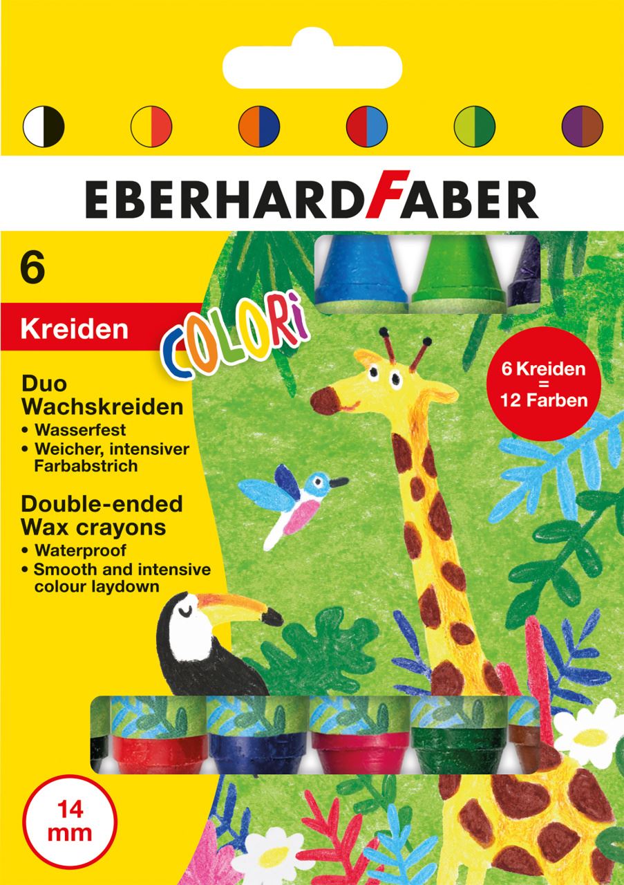 Eberhard-Faber - Colori Duo Wachsmalkreiden, 6 Kreiden = 12 Farben
