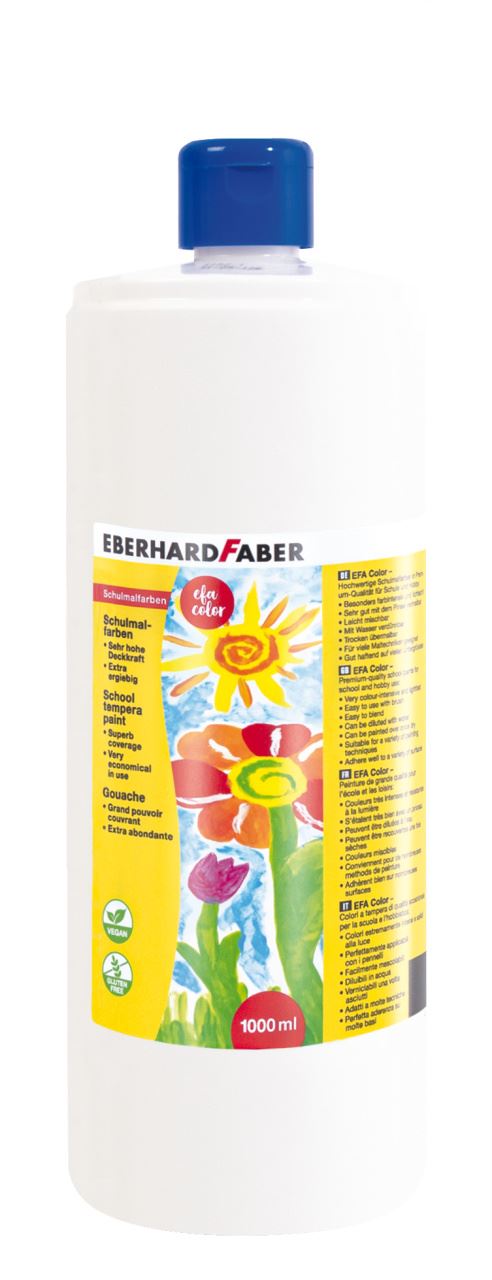 Eberhard-Faber - EFA Color Schulmalfarbe 1.000 ml Flasche, weiß