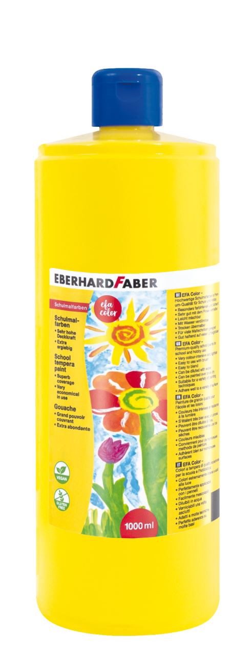 Eberhard-Faber - EFA Color Schulmalfarbe 1.000 ml Flasche, kadmiumgelb