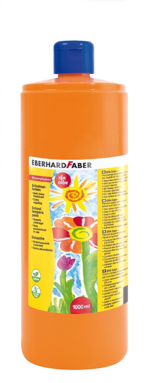 Eberhard-Faber - EFA Color Schulmalfarbe 1.000 ml Flasche, kadmiumorange