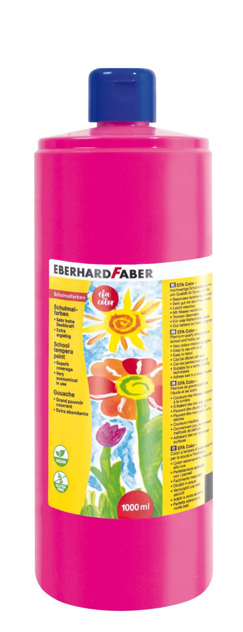 Eberhard-Faber - EFA Color Schulmalfarbe 1.000 ml Flasche, karmin rosa