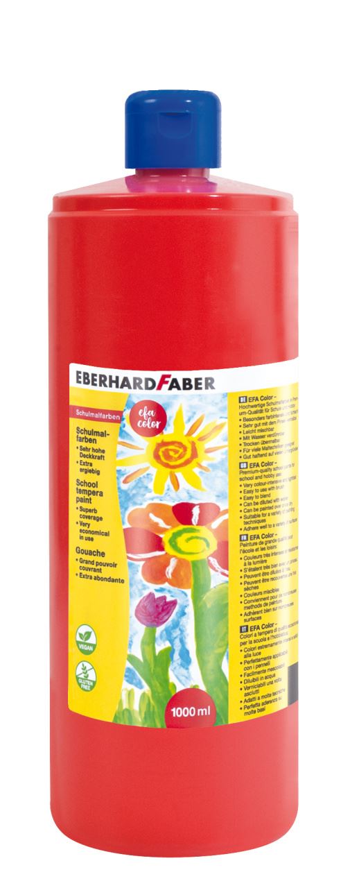 Eberhard-Faber - EFA Color Schulmalfarbe 1.000 ml Flasche, geraniumrot