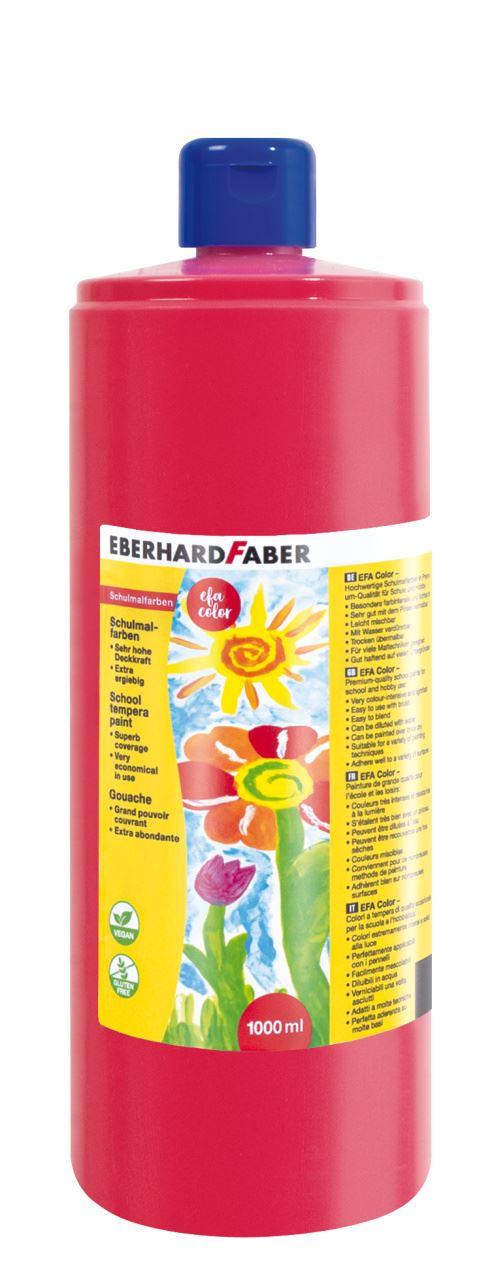 Eberhard-Faber - EFA Color Schulmalfarbe 1.000 ml Flasche, permanent karmin