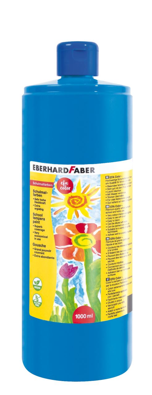 Eberhard-Faber - EFA Color Schulmalfarbe 1000 ml Flasche, phthaloblau