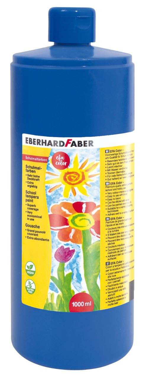 Eberhard-Faber - EFA Color Schulmalfarbe 1000 ml Flasche, kobaltblau