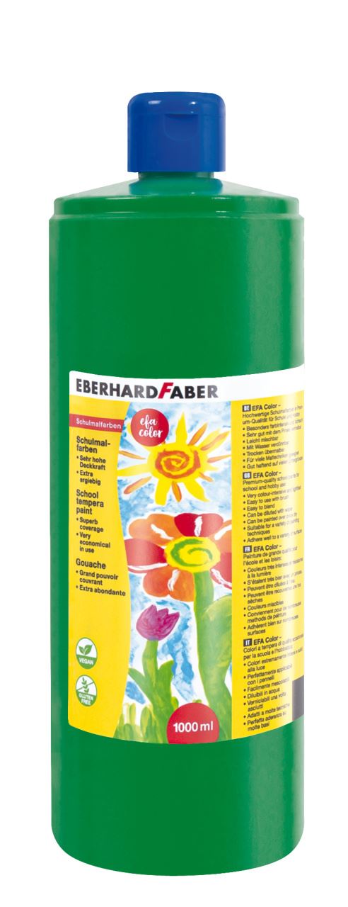 Eberhard-Faber - EFA Color Schulmalfarbe 1000 ml Flasche, permanentgrün