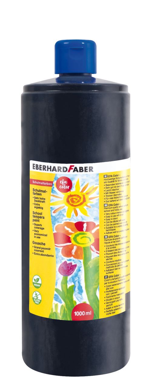 Eberhard-Faber - EFA Color Schulmalfarbe 1000 ml Flasche, schwarz