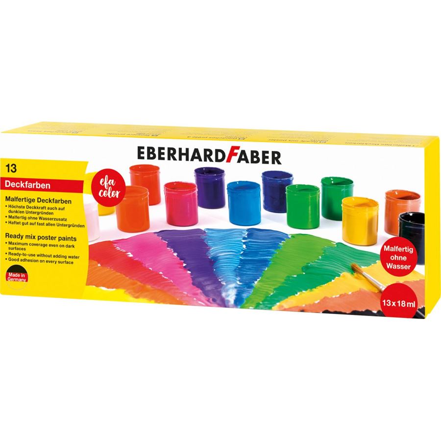 Eberhard-Faber - EFA Color Malfertige Deckfarben 18 ml Dose, Set 13 Farben
