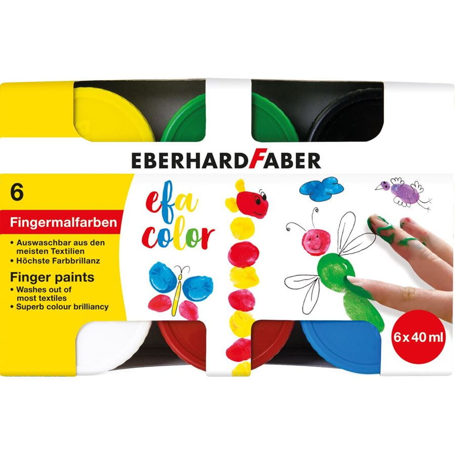 Eberhard-Faber - EFA Color Fingerfarben 40 ml, Packung mit 6 Farbtöpfchen