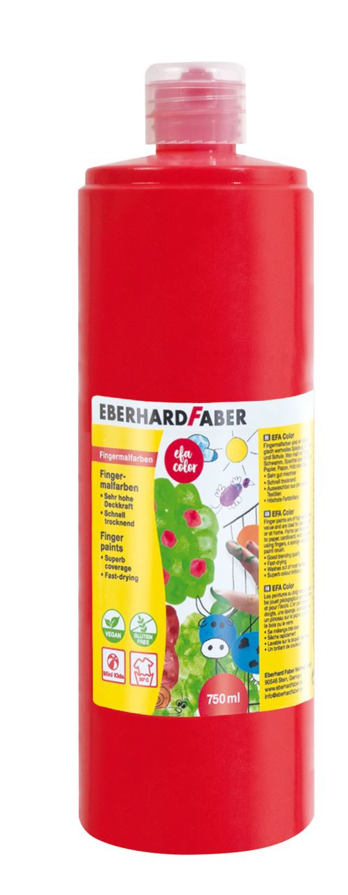 Eberhard-Faber - EFA Color Fingerfarben 750 ml Flasche, geraniumrot