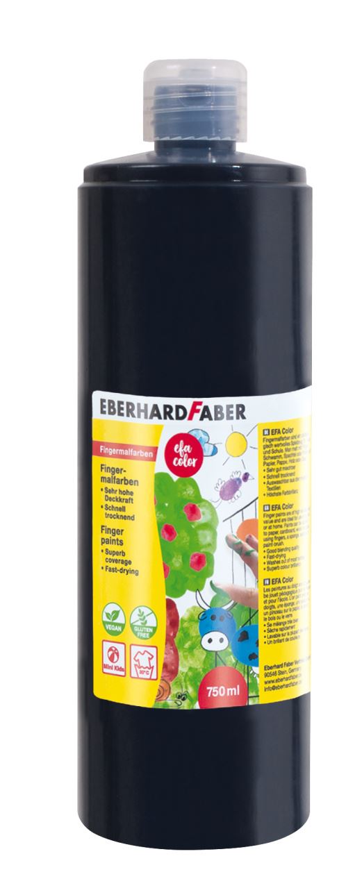 Eberhard-Faber - EFA Color Fingerfarben 750 ml Flasche, schwarz