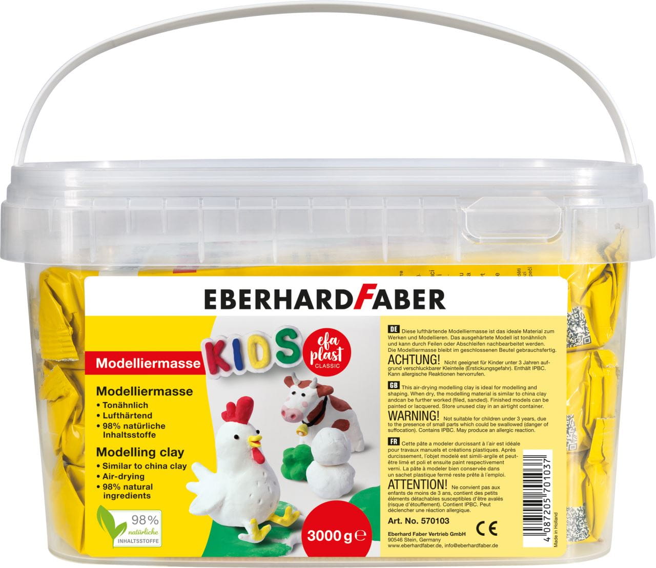 Eberhard-Faber - EFA Plast Kids, 3.000 g weiß im praktischen Eimer