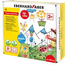 Eberhard-Faber - EFA Color Metallic Fingerfarben 100 ml, Packung 4 Töpfchen