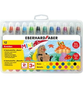Eberhard-Faber - Gelmalstifte Basic + Metallic, Kunststoffbox mit 12 Farben