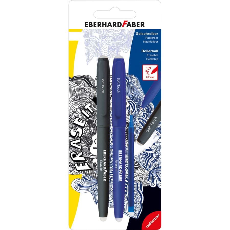 Eberhard-Faber - Erase it! Radierbarer Gelschreiber, Set 2 Stifte + Mine