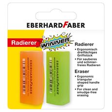 Eberhard-Faber - Winner Radierer neon dreiflächig, 2 Stück auf Bliserkarte