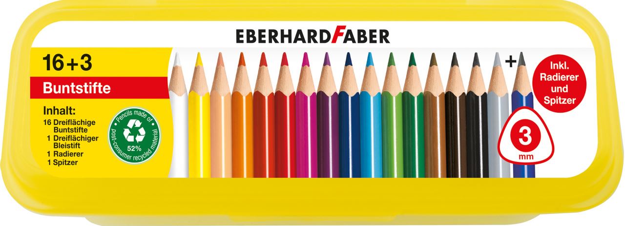 Eberhard-Faber - Jumbo Buntstifte dreiflächig, Kunststoffbox 10+2