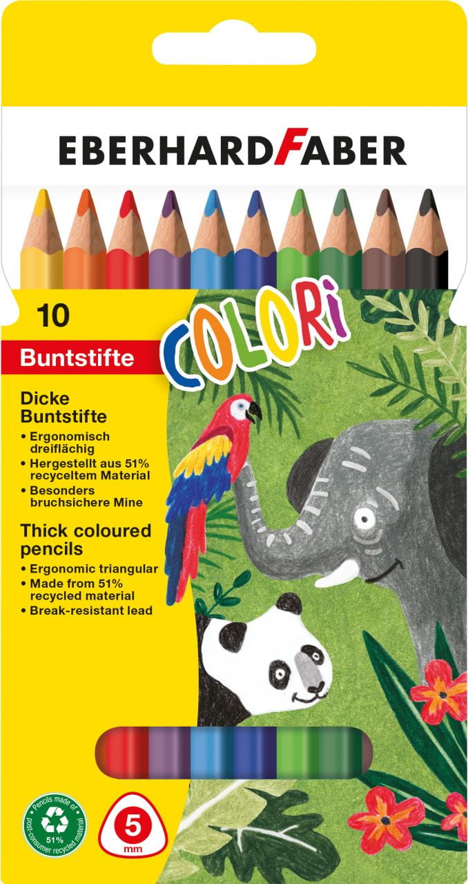 Eberhard-Faber - Colori Jumbo Buntstifte dreiflächig, Kartonetui 10 Farben
