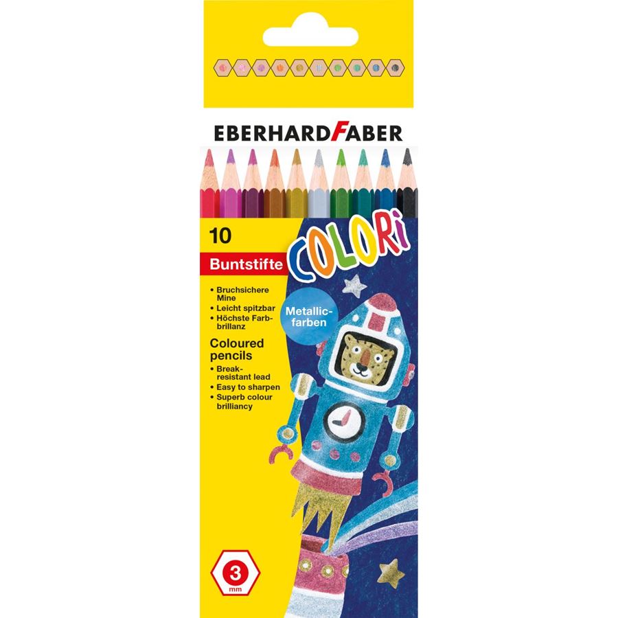Eberhard-Faber - Colori Buntstifte Metallic hexagonal, Kartonetui 10 Farben