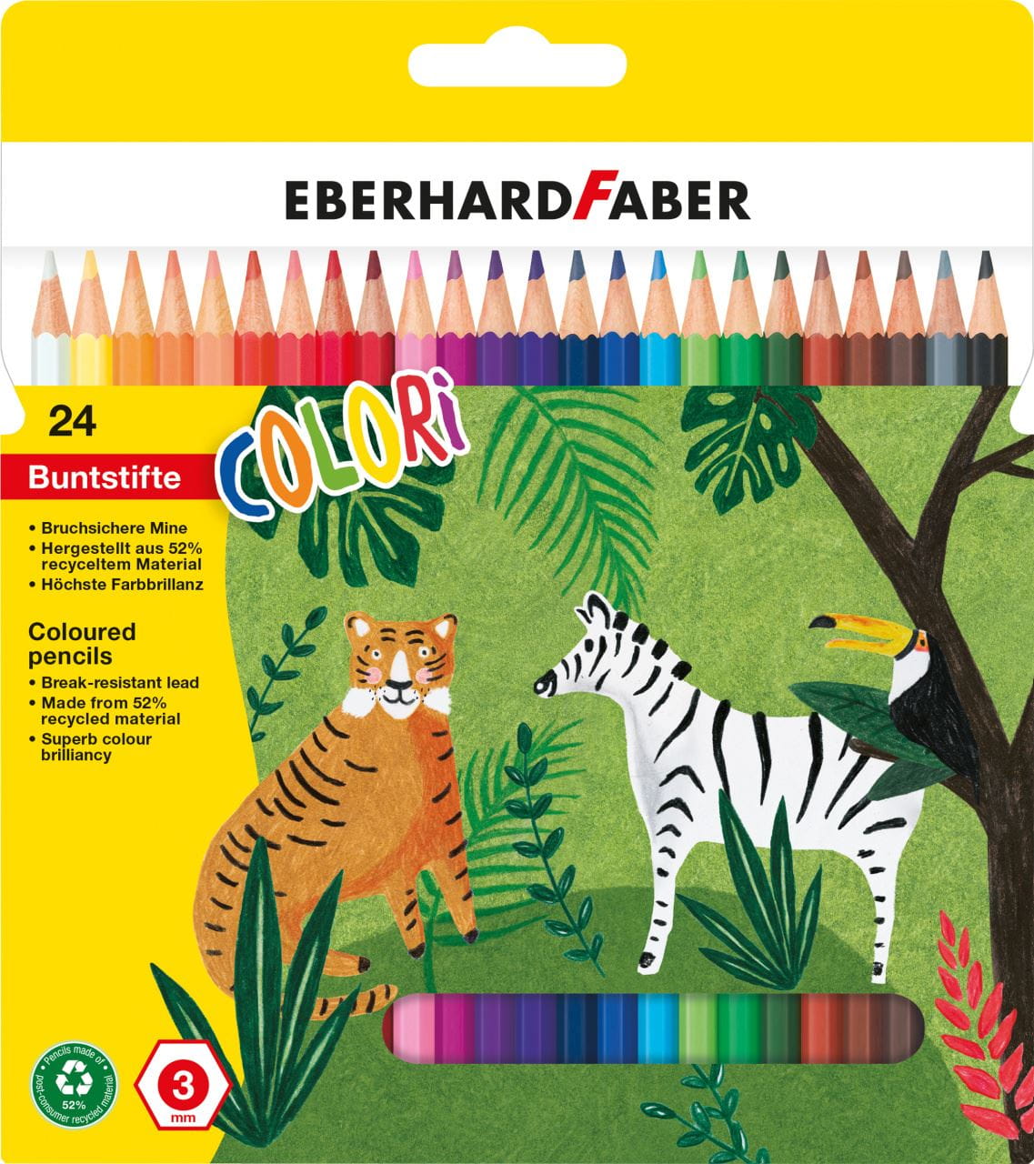 Eberhard-Faber - Colori Buntstifte hexagonal, Kartonetui mit 24 Farben