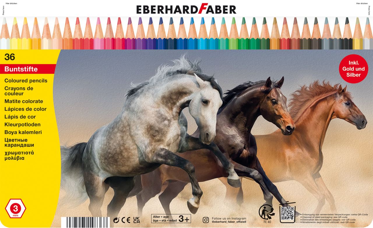 Eberhard-Faber - Buntstifte hexagonal, Metalletui mit 36 Farben