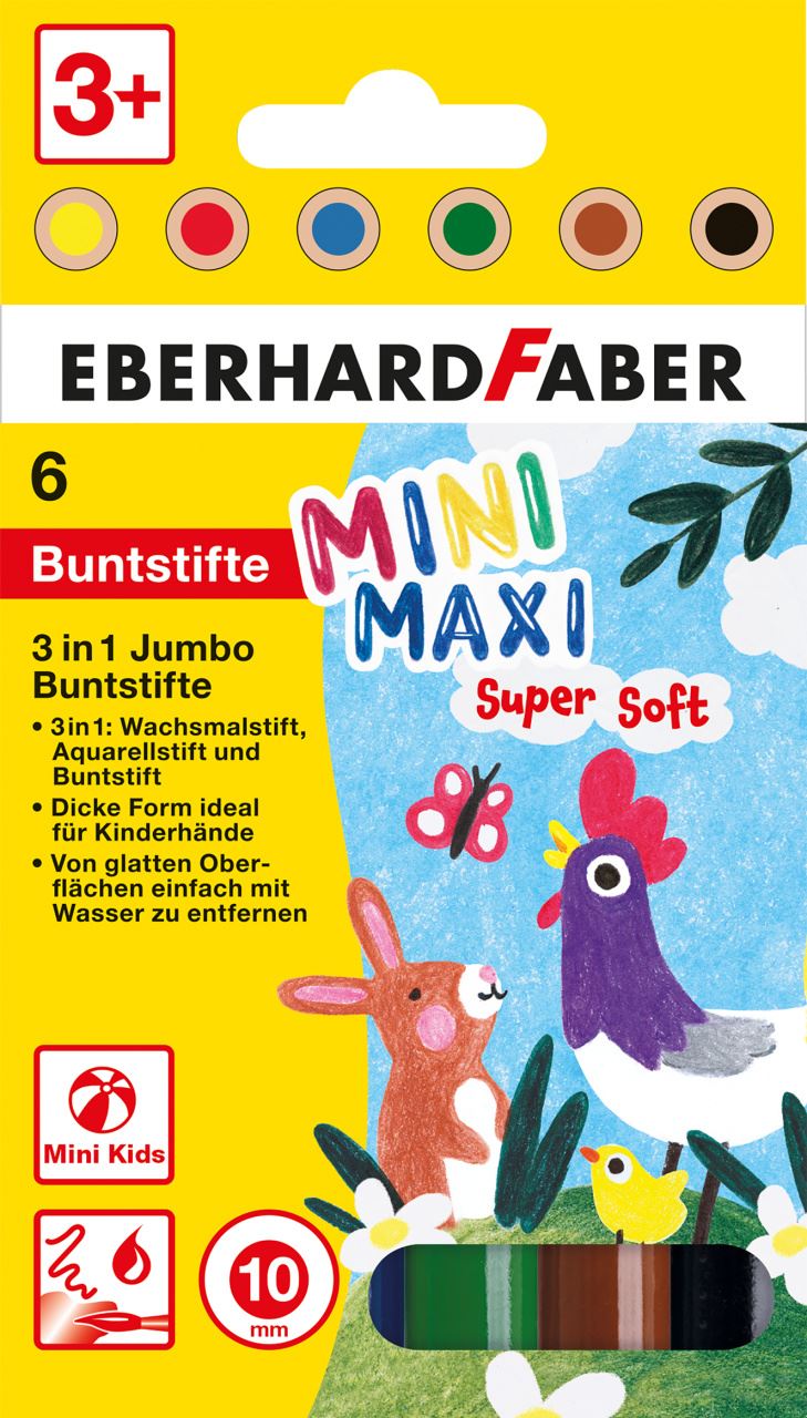 Eberhard-Faber - Jumbo Buntstift MiniMaxi 3in1 6er Etui