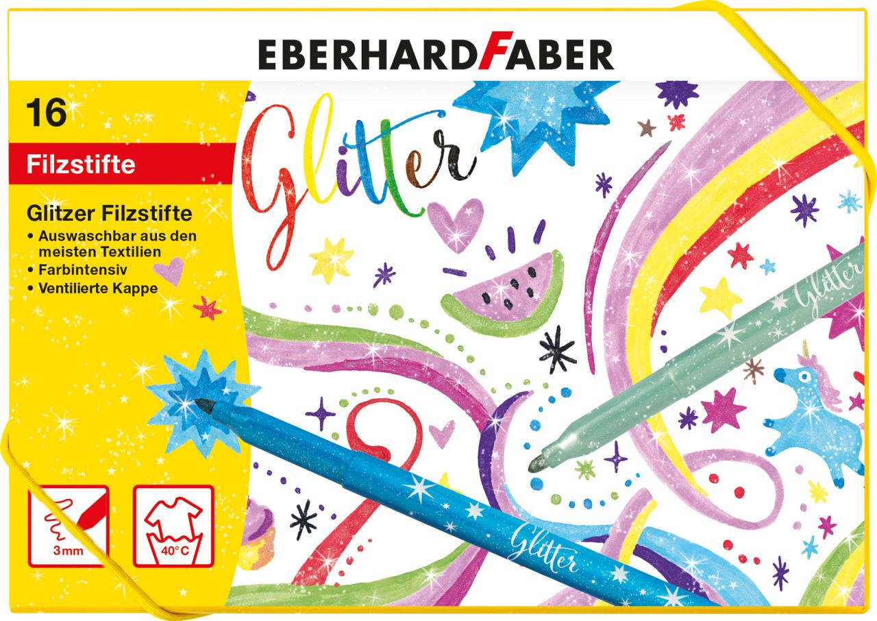 Eberhard-Faber - Glitzer Filzstifte, Hartkartonage mit 16 Farben