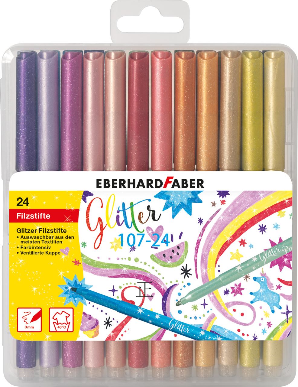 Eberhard-Faber - Glitzer Filzstifte, Aufbewahrungsbox mit 24 Farben