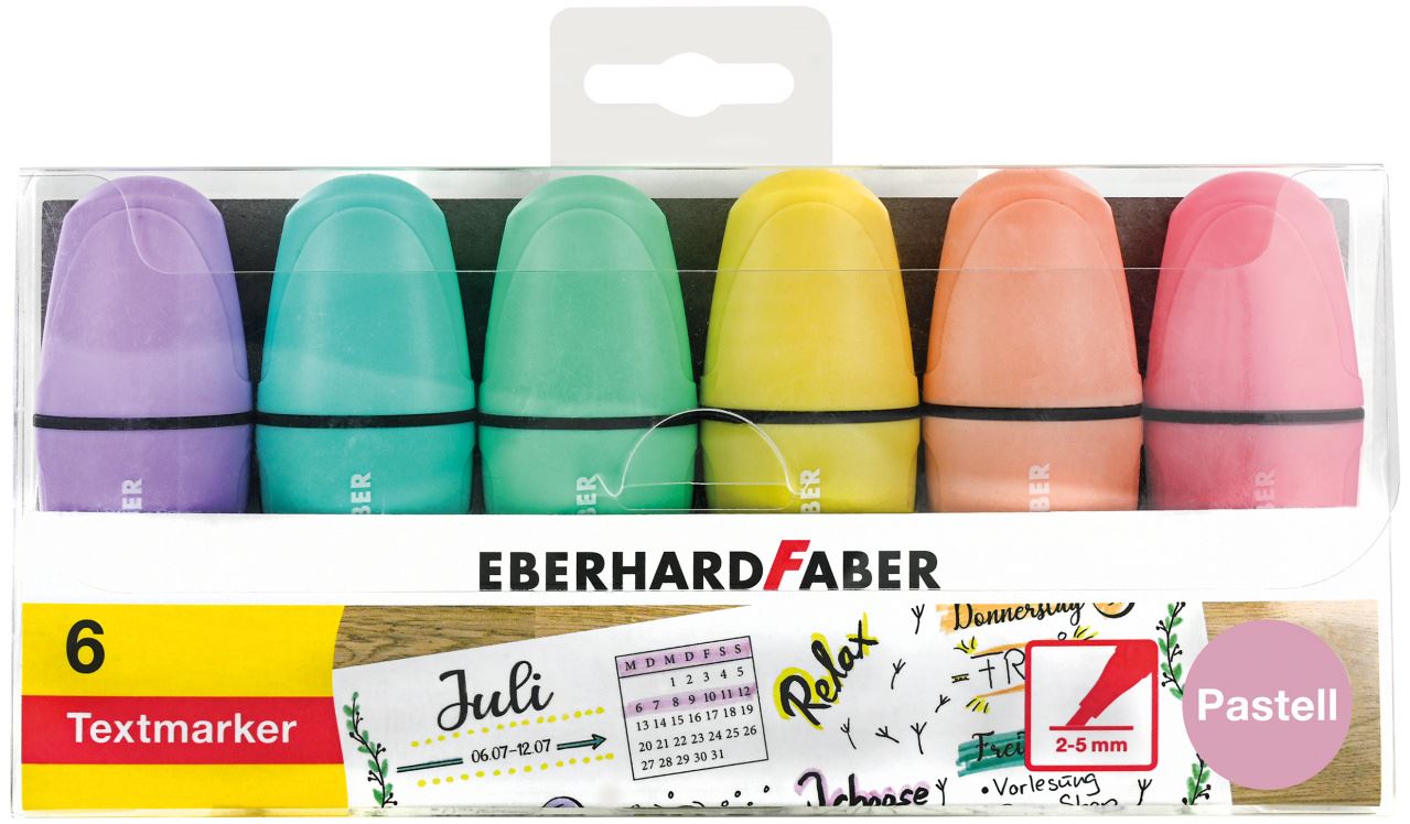 Eberhard-Faber - Pastell Mini Textmarker, Etui mit 6 Farben