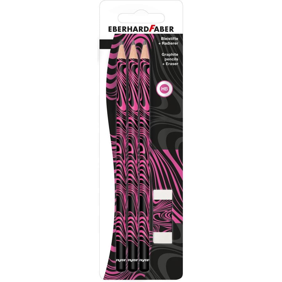 Eberhard-Faber - Bleistifte+Radierer neon pink/schwarz BK