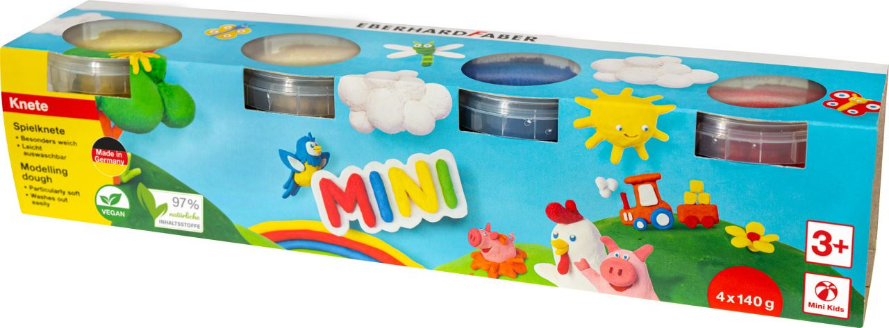 Eberhard-Faber - Mini Kids Spielknete Basic, Set mit 4 Farben