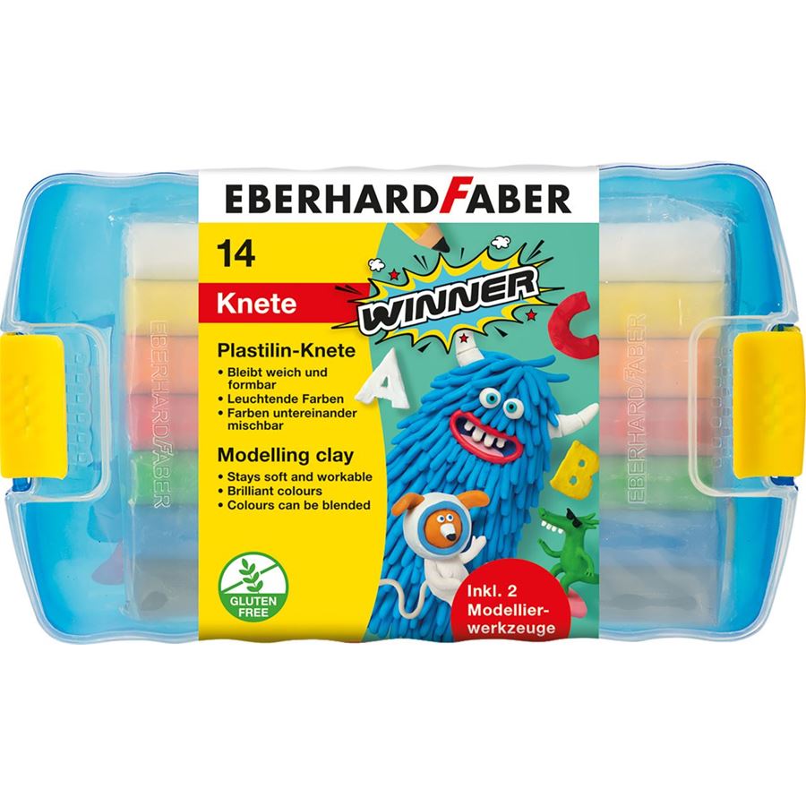 Eberhard-Faber - Winner Plastilinknete, Box mit 14 Knetstangen in 7 Farben