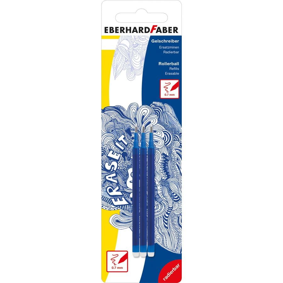 Eberhard-Faber - Erase it! Ersatzmine für Gelschreiber blau, Set mit 3 Minen