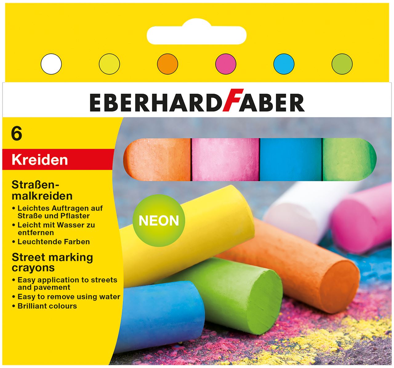 Eberhard Faber 6er Regenbogenkreide 526500 Straßenmalkreide Straßenkreide Kreide 