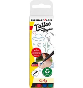 Eberhard-Faber - Tattoostifte Set "Kids", Etui mit 4 Stiften + Schablone